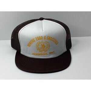 Bowers' Esso & Groceries Vintage Trucker Hat Adjustable Brown White